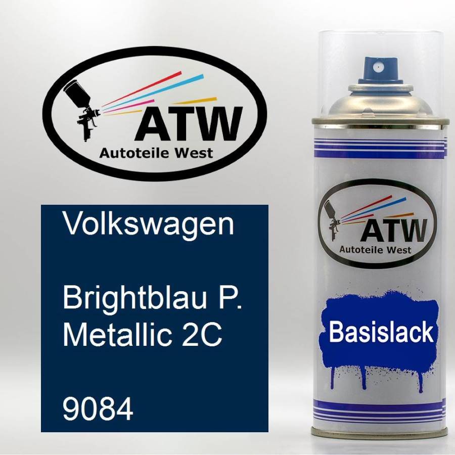 Volkswagen, Brightblau P. Metallic 2C, 9084: 400ml Sprühdose, von ATW Autoteile West.